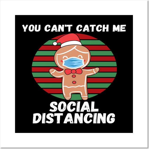 Gingerbread Man With Mask Christmas 2020 Social Distancing Wall Art by Lone Wolf Works